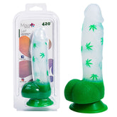Maia LEIF - 7 Inch Leaf Print Dong with Suction Cup Green DONGS